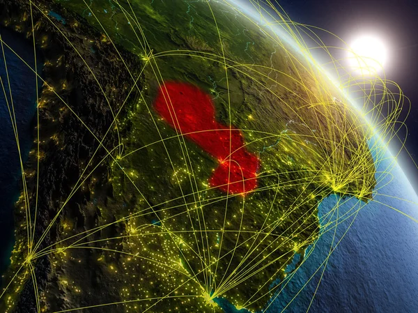 Парагваю Місця Реалістична Модель Планети Земля Мережею Концепція Цифрової Техніки — стокове фото
