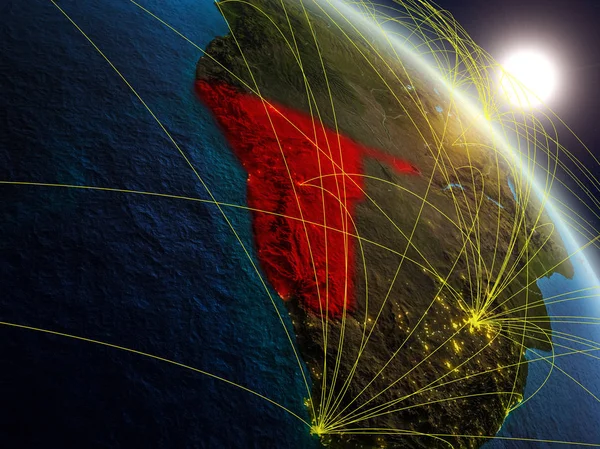 Namíbia Espaço Modelo Realista Planeta Terra Com Rede Conceito Tecnologia — Fotografia de Stock