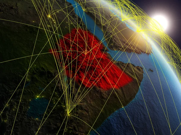 Etiopia Dallo Spazio Sul Modello Realistico Del Pianeta Terra Con — Foto Stock