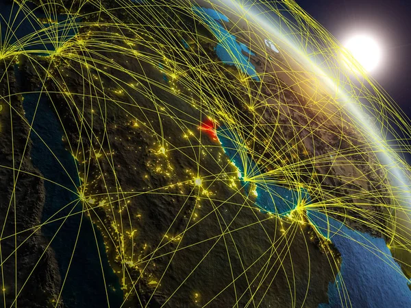 Кувейт Від Місця Реалістична Модель Планети Земля Мережею Концепція Цифрової — стокове фото