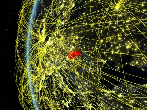 Словаччина Космосу Моделі Землі Ніч Міжнародної Мережі Концепція Цифрового Язку — стокове фото