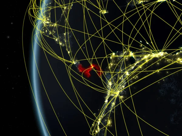 Панама Космосу Моделі Землі Ніч Міжнародної Мережі Концепція Цифрового Язку — стокове фото