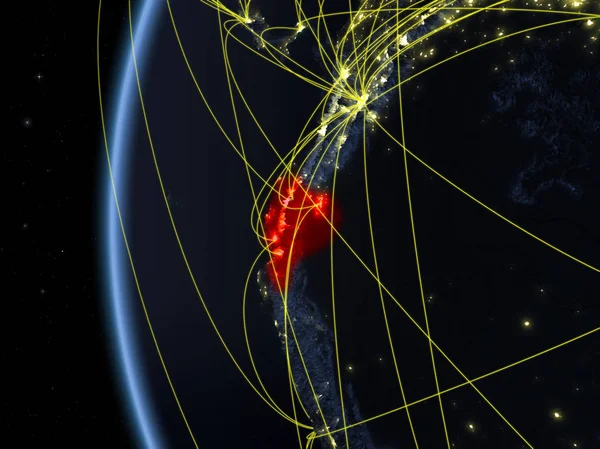 Équateur Espace Sur Modèle Terre Nuit Avec Réseau International Concept — Photo