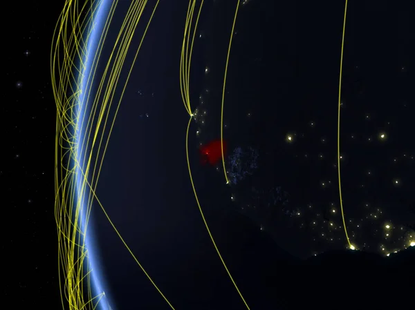 Guinée Bissau Espace Sur Modèle Terre Nuit Avec Réseau International — Photo