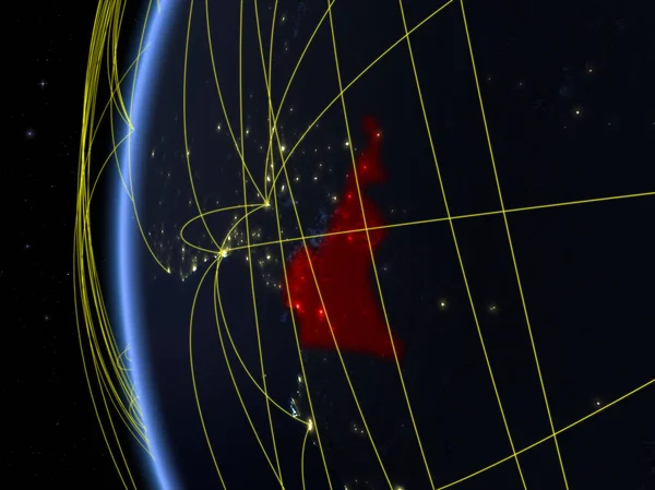 Καμερούν Από Χώρο Στο Μοντέλο Του Earth Νύχτα Διεθνές Δίκτυο — Φωτογραφία Αρχείου
