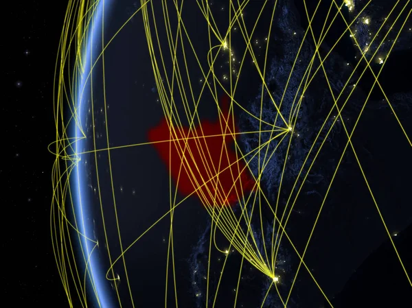 Soudan Sud Partir Espace Sur Modèle Terre Nuit Avec Réseau — Photo