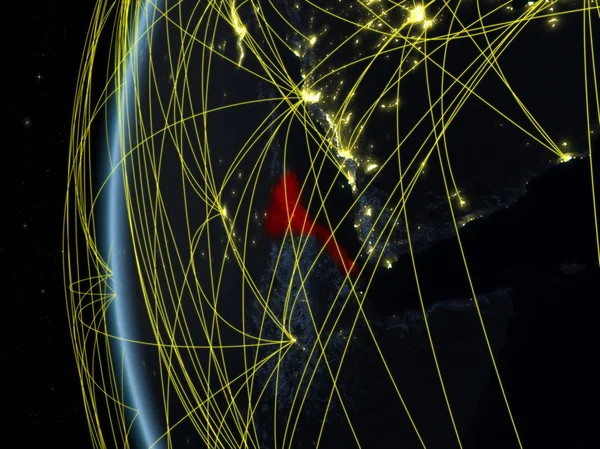 Eritrea Aus Dem All Auf Modell Der Erde Der Nacht — Stockfoto
