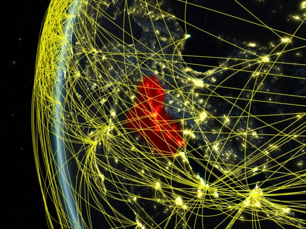 Ирак Космоса Модели Земли Ночью Международной Сетью Концепция Цифровой Коммуникации — стоковое фото
