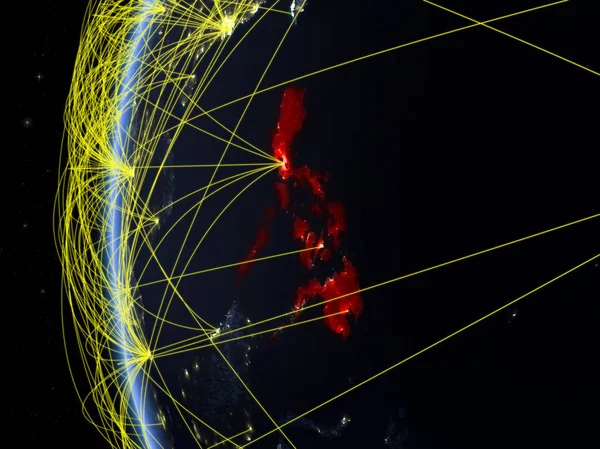 国際的なネットワークと夜の地球のモデル上の領域からフィリピン デジタル コミュニケーションや旅行のコンセプトです イラスト Nasa から提供されたこのイメージの要素 — ストック写真