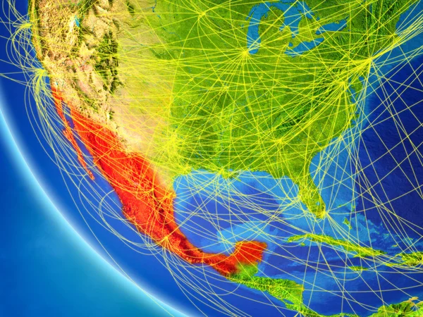 Meksyk Planecie Ziemi Kosmosu Sieci Koncepcja Komunikacji Międzynarodowej Technologii Podróży — Zdjęcie stockowe
