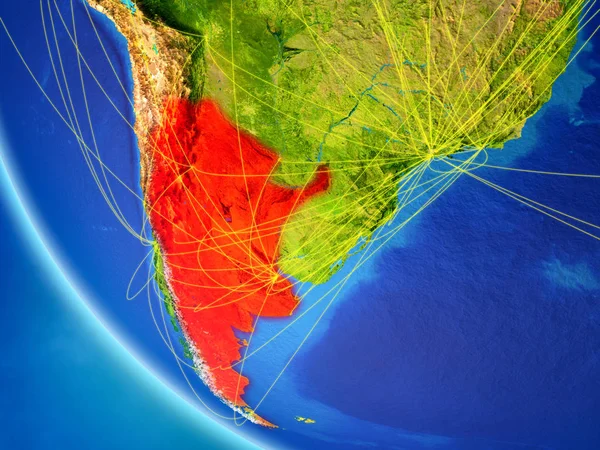Argentinien Auf Dem Planeten Erde Aus Dem All Mit Netzwerk — Stockfoto