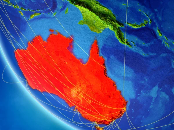 ネットワークと宇宙から地球上のオーストラリア 国際コミュニケーション 旅行のコンセプトです イラスト Nasa から提供されたこのイメージの要素 — ストック写真