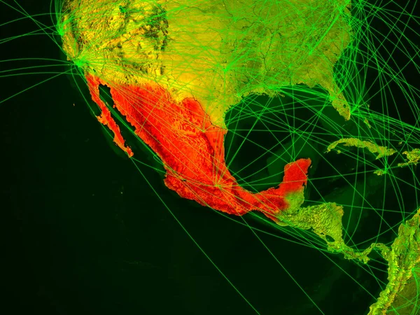 Messico Sulla Mappa Digitale Con Reti Concetto Viaggio Internazionale Comunicazione — Foto Stock