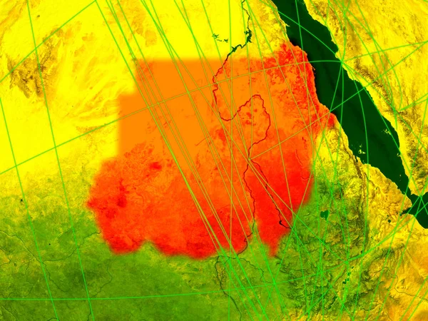Sudan Auf Digitaler Landkarte Mit Netzwerken Konzept Für Internationales Reisen — Stockfoto