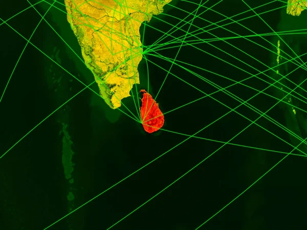 Sri Lanka Mapa Digital Con Redes Concepto Viajes Internacionales Comunicación —  Fotos de Stock
