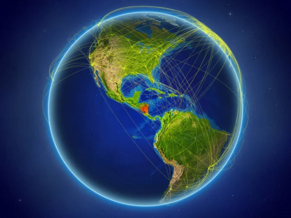 Nicaragua Space Planet Earth Digital Network Representing International Communication Technology — Stock Photo, Image