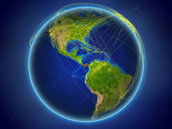 巴拿马从地球上的空间出发 拥有代表国际通信 技术和旅行的数字网络 美国宇航局提供的这张图片的元素 — 图库照片