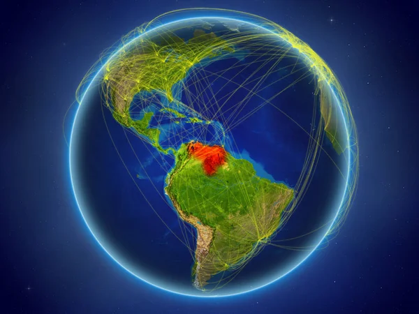 委内瑞拉从地球上的空间出发 拥有代表国际通信 技术和旅行的数字网络 美国宇航局提供的这张图片的元素 — 图库照片