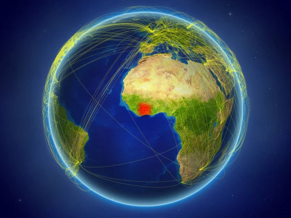 Costa Marfil Desde Espacio Planeta Tierra Con Una Red Digital —  Fotos de Stock