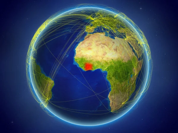 象牙海岸从地球上的太空与数字网络代表国际通信 技术和旅行 美国宇航局提供的这张图片的元素 — 图库照片