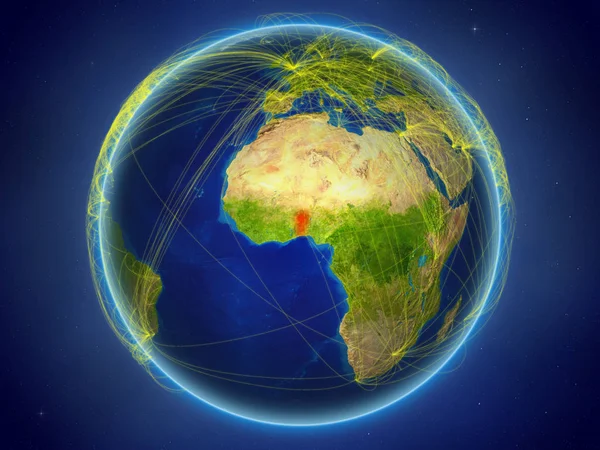 Benin Space Planet Earth Digital Network Representing International Communication Technology — Stock Photo, Image