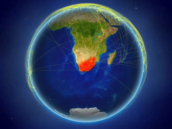 Sudáfrica Desde Espacio Planeta Tierra Con Una Red Digital Que —  Fotos de Stock