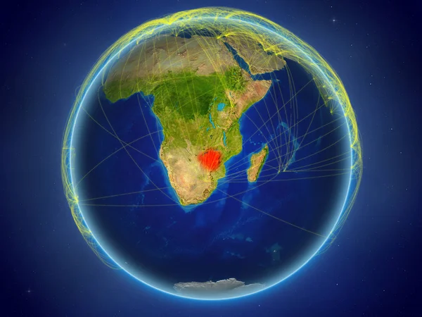 Zimbábue Espaço Planeta Terra Com Rede Digital Representando Comunicação Internacional — Fotografia de Stock