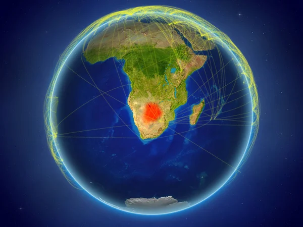 Botswana Desde Espacio Planeta Tierra Con Red Digital Que Representa —  Fotos de Stock