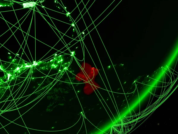 Гайана Зеленой Модели Планеты Земля Сетью Ночью Концепция Зеленых Технологий — стоковое фото