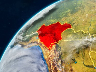 Bolivya gerçekçi bir model ülke sınırları ve çok detaylı gezegenin yüzey ve bulutlar Dünya gezegeni üzerinde. 3D çizim. Nasa tarafından döşenmiş bu görüntü unsurları.
