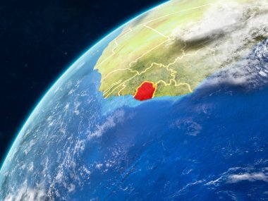 Sierra Leone gerçekçi bir model ülke sınırları ve çok detaylı gezegenin yüzey ve bulutlar Dünya gezegeni üzerinde. 3D çizim. Nasa tarafından döşenmiş bu görüntü unsurları.