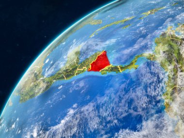 Nikaragua gerçekçi bir model ülke sınırları ve çok detaylı gezegenin yüzey ve bulutlar Dünya gezegeni üzerinde. 3D çizim. Nasa tarafından döşenmiş bu görüntü unsurları.
