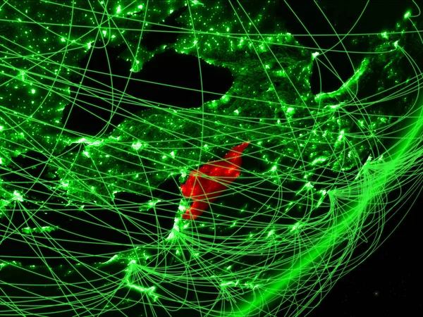 Syrie Sur Modèle Vert Planète Terre Avec Réseau Nuit Concept — Photo