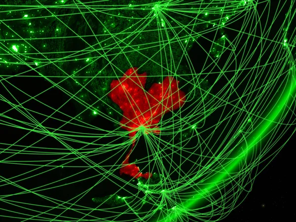 タイ夜のネットワークと地球の緑のモデル グリーン テクノロジー 旅行のコンセプトです イラスト Nasa から提供されたこのイメージの要素 — ストック写真