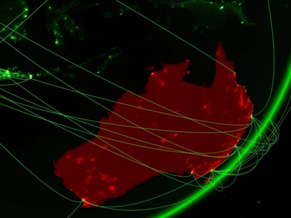 オーストラリアでは夜のネットワークと地球の緑のモデル グリーン テクノロジー 旅行のコンセプトです イラスト Nasa から提供されたこのイメージの要素 — ストック写真