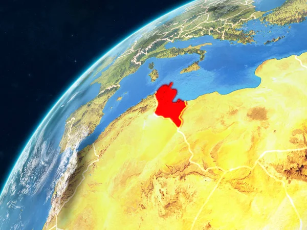 Tunisia Sul Modello Realistico Del Pianeta Terra Con Confini Nazionali — Foto Stock