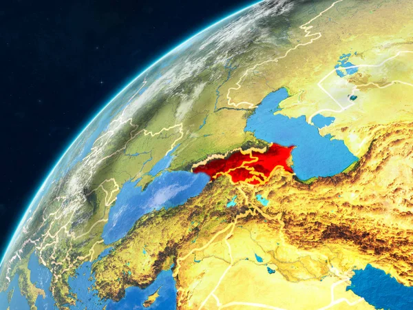 Région Caucase Sur Modèle Réaliste Planète Terre Avec Les Frontières — Photo