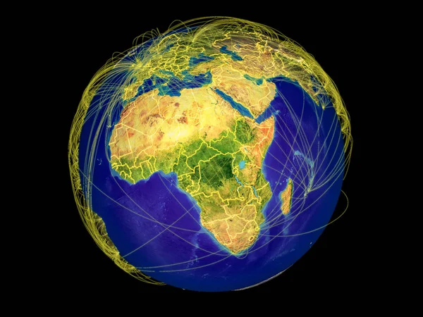 Africa Centrale Dallo Spazio Sulla Terra Con Confini Nazionali Linee — Foto Stock