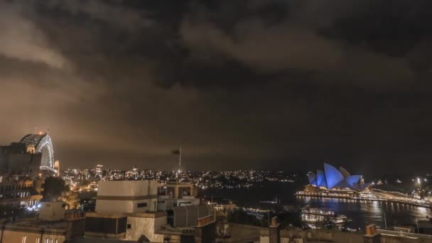 Sydney bij nacht timelapse — Stockvideo