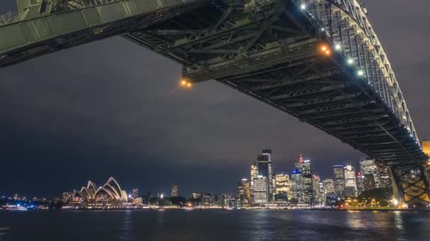 Γέφυρα του Σίδνεϊ στο Χρονοεγγραφή νύχτα — Αρχείο Βίντεο