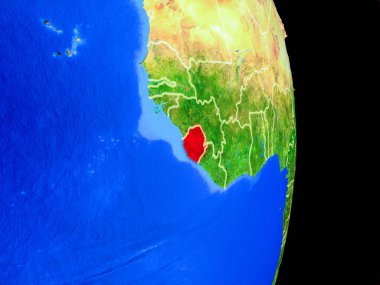 Sierra Leone gerçekçi bir model ülke sınırları ve çok detaylı gezegenin yüzeyi ile dünya gezegeni üzerinde. 3D çizim. Nasa tarafından döşenmiş bu görüntü unsurları.