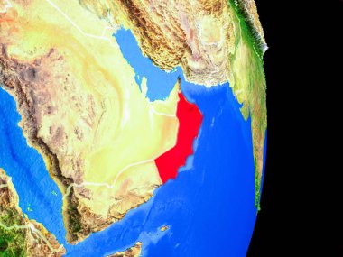 Umman gerçekçi bir model ülke sınırları ve çok detaylı gezegenin yüzeyi ile dünya gezegeni üzerinde. 3D çizim. Nasa tarafından döşenmiş bu görüntü unsurları.