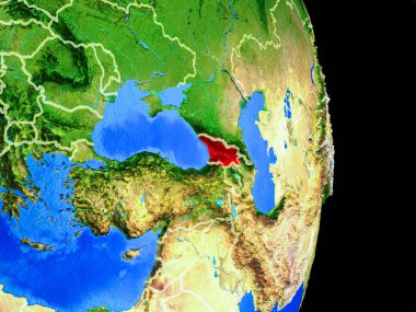 Gürcistan gerçekçi bir model ülke sınırları ve çok detaylı gezegenin yüzeyi ile dünya gezegeni üzerinde. 3D çizim. Nasa tarafından döşenmiş bu görüntü unsurları.