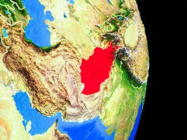 Afganistan gerçekçi bir model ülke sınırları ve çok detaylı gezegenin yüzeyi ile dünya gezegeni üzerinde. 3D çizim. Nasa tarafından döşenmiş bu görüntü unsurları.