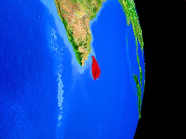 Sri Lanka ülke sınırları ve çok detaylı gezegenin yüzeyi ile Dünya gezegeninin gerçekçi model üzerinde. 3D çizim. Nasa tarafından döşenmiş bu görüntü unsurları.