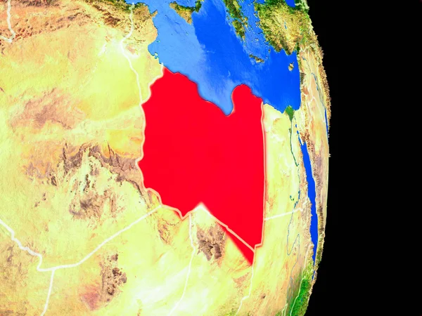 Líbia Modelo Realista Planeta Terra Com Fronteiras País Superfície Planeta — Fotografia de Stock