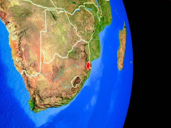 Eswatini Auf Einem Realistischen Modell Des Planeten Erde Mit Ländergrenzen — Stockfoto