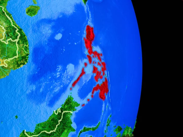 Filipijnen Realistische Model Van Planeet Aarde Met Landsgrenzen Zeer Gedetailleerde — Stockfoto