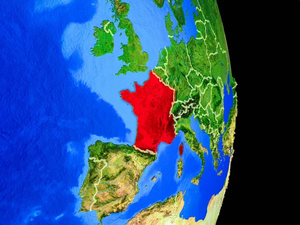 Francia Modelo Realista Del Planeta Tierra Con Fronteras Nacionales Una —  Fotos de Stock