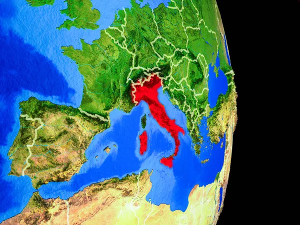 Itália Modelo Realista Planeta Terra Com Fronteiras País Superfície Planeta — Fotografia de Stock